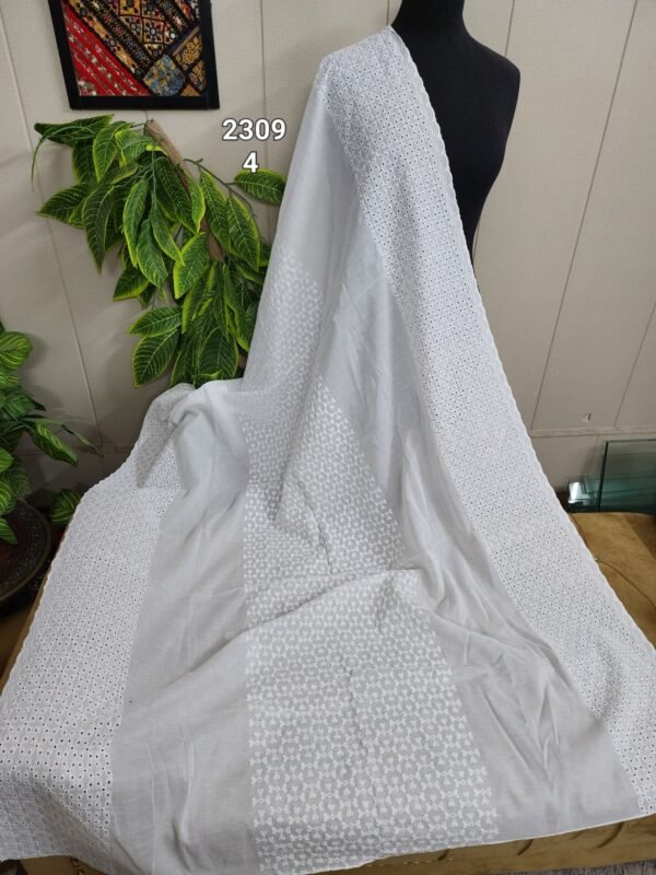 White Pure Breeze Lawn Chikankari Shawl - Image 2