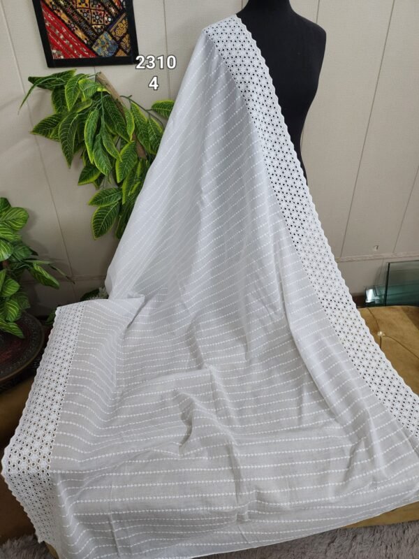 White Pure Breeze Lawn Chikankari Shawl - Image 2