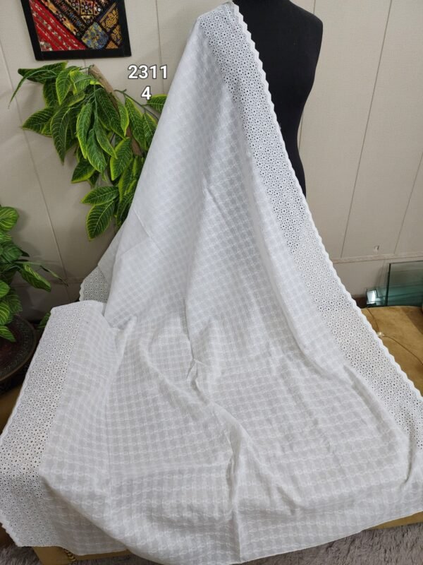 White Pure Breeze Lawn Chikankari Shawl - Image 2