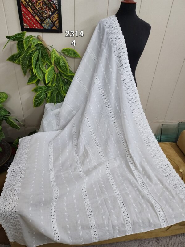 White Pure Breeze Lawn Chikankari Shawl - Image 2