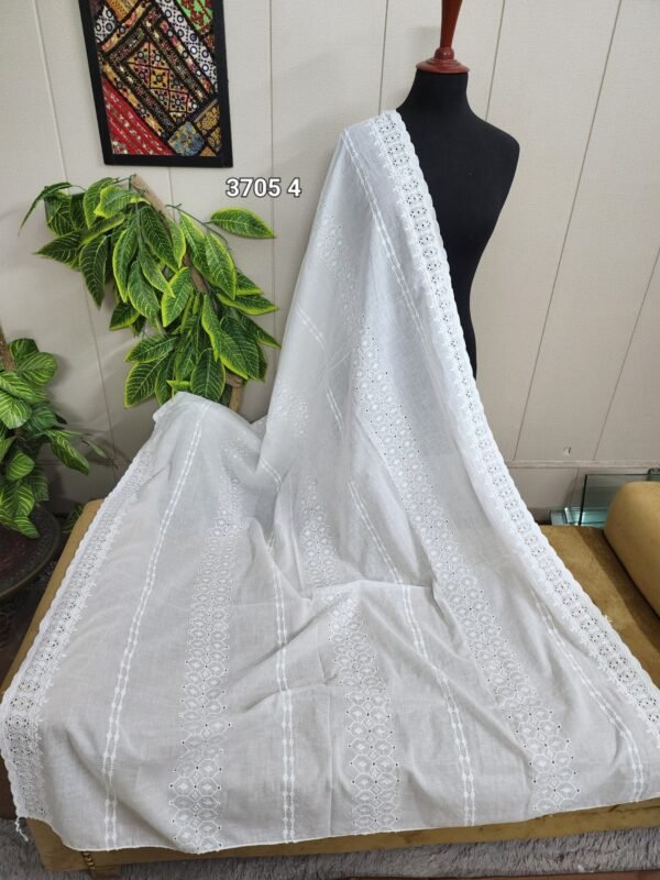 White Pure Breeze Lawn Chikankari Shawl - Image 2