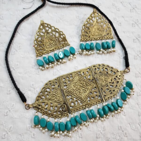 Afghani Jewelry Set Chokar and Earrings - Image 2