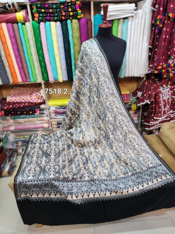 Pashmina Shawl | Full Embroidered Qalamkar Style - Image 3