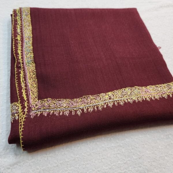 Maroon Toosh Pashmina Handmade Border Shawl