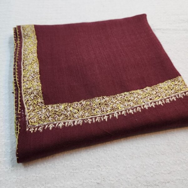 Maroon Toosh Pashmina Handmade Border Shawl