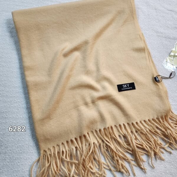 Cream Plain Stole | Pure Sky Cashmere - Image 2