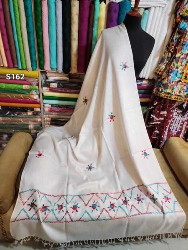 Pure Swat Wool Hand Embroidered Shawl - Image 2
