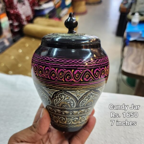 Wooden Hand Painted Naqshi Work Pot