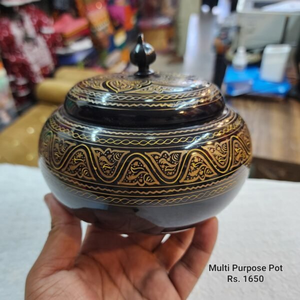 Wooden Hand Painted Naqshi Work Pot