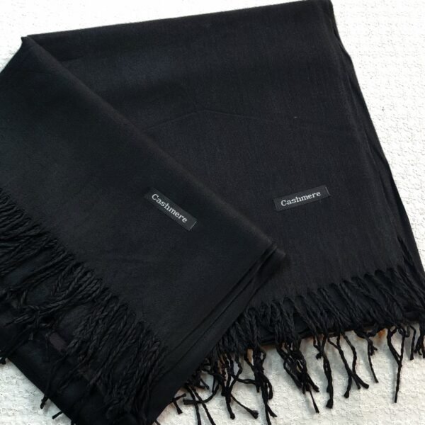 Plain Cashmere Pashmina Stole | Black