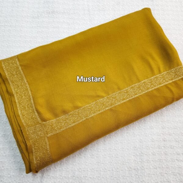 Fine Pashmina Self Border Shawl | Mustard