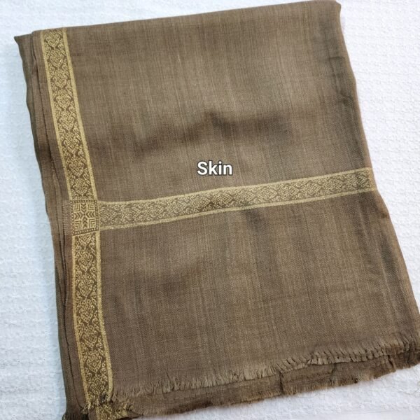 Fine Pashmina Self Border Shawl | Skin - Image 2