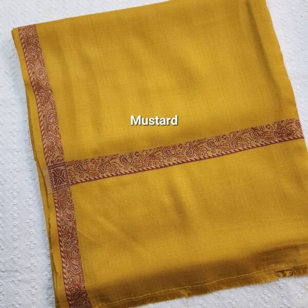 Fine Pashmina Self Border Shawl | Mustard - Image 2