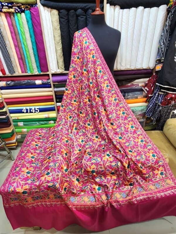 Qalamkar Pashmina Embroidered Shawl Made in Kashmir - Image 3