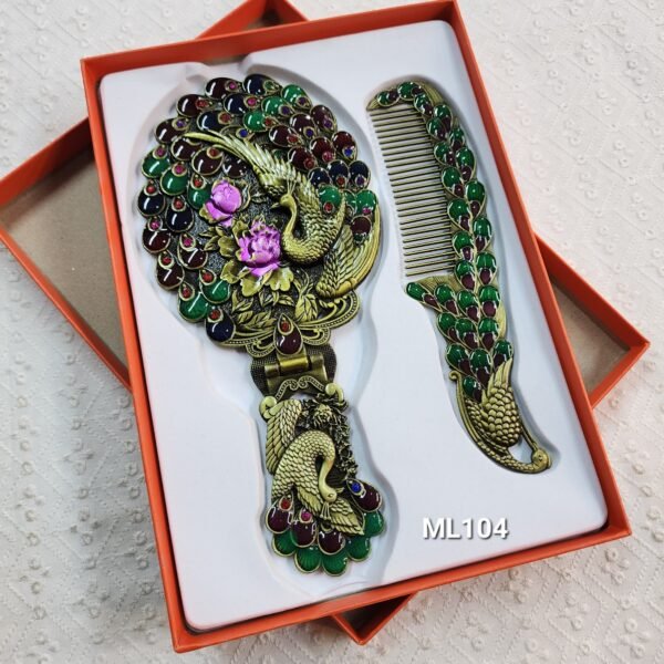 Large Metal Comb and Mirror Set 9 inches