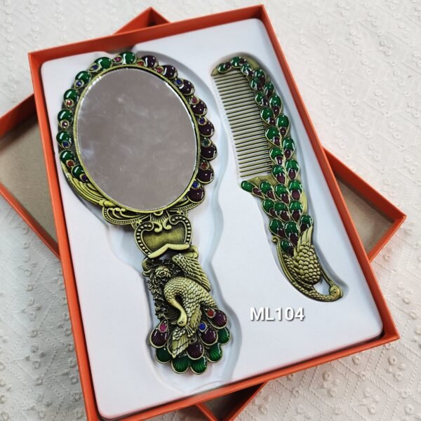 Large Metal Comb and Mirror Set 9 inches - Image 2