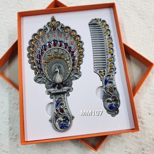 Metal Comb and Mirror Set 7 inches