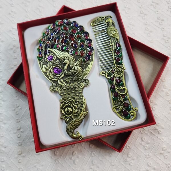 Metal Comb and Mirror Set 5 inches