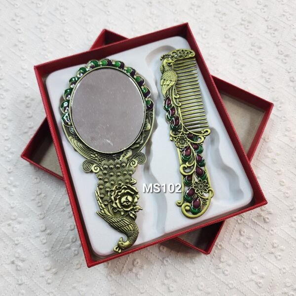 Metal Comb and Mirror Set 5 inches - Image 2