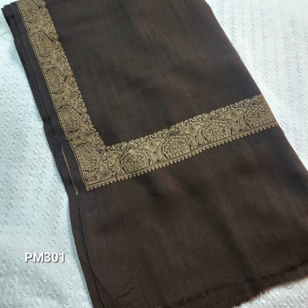 Border Pashmina Shawl | Papermache Border Embroidery - Image 2