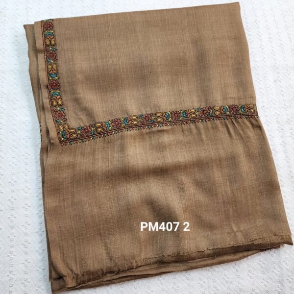 Kingri Pashmina Shawl | Papermache Border Embroidery - Image 2