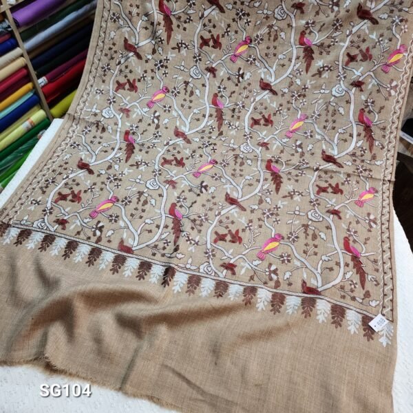 Shikargah Pashmina Half Shawl Stole Qalamkar - Image 2