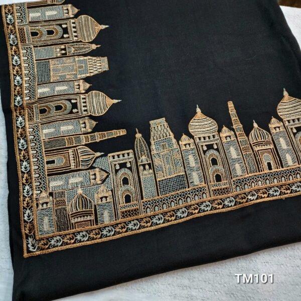 Black Pashmina Shawl | Taj Mahal Embroidery