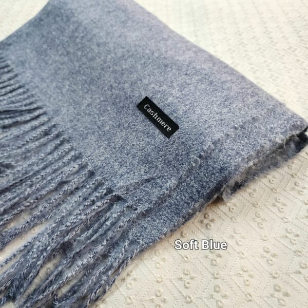 Pure Cashmere Pashmina Stole | Soft Blue - Image 2