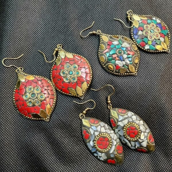 Large Handmade Metal Earrings - Image 2