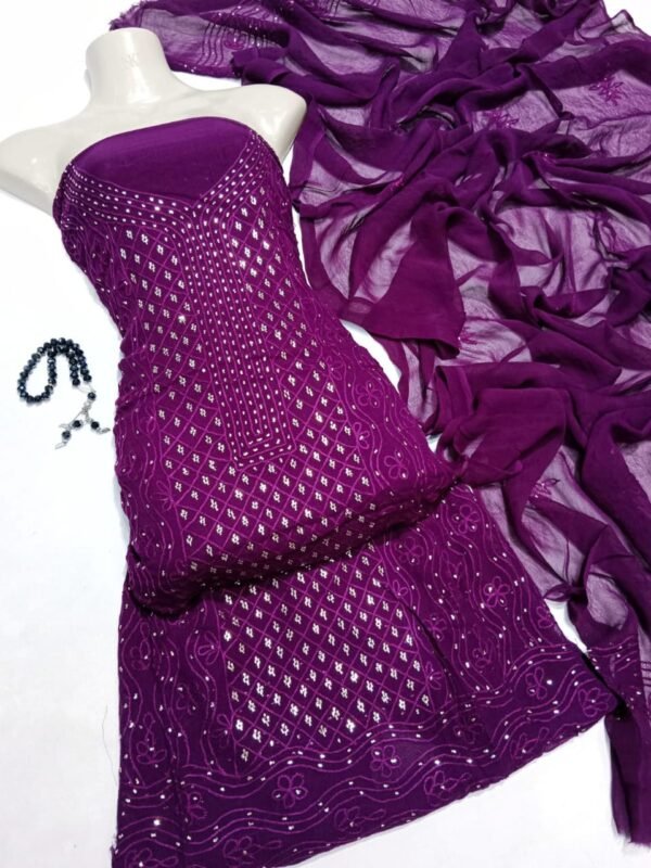 2 Piece Chiffon Aar Mukesh Suit Purple