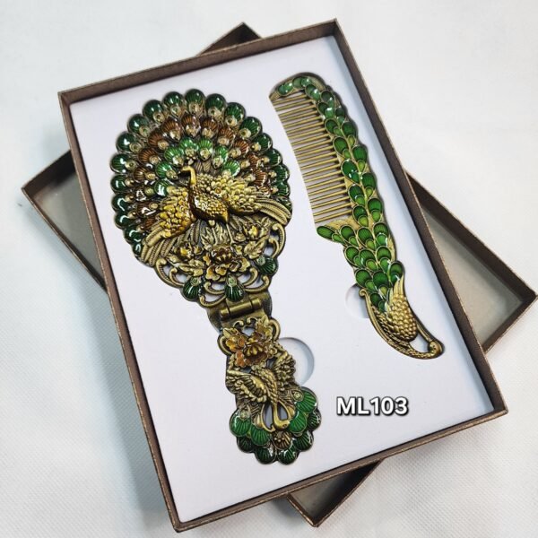 Large Metal Comb and Mirror Set 9 inches