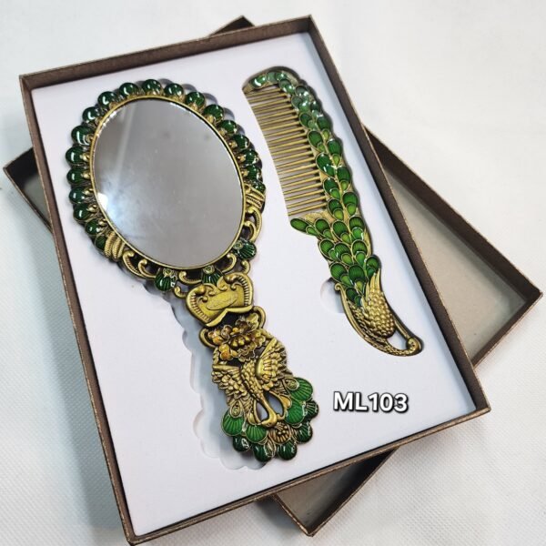 Large Metal Comb and Mirror Set 9 inches - Image 2