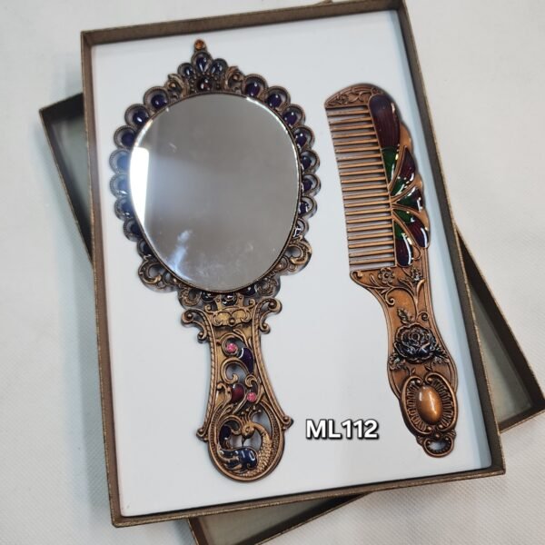 Large Metal Comb and Mirror Set 9 inches - Image 2