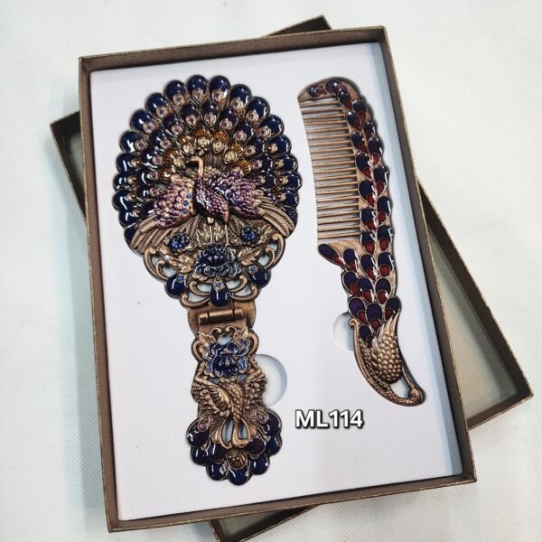Large Metal Comb and Mirror Set 9 inches