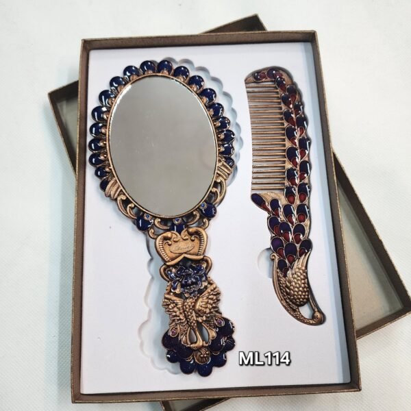 Large Metal Comb and Mirror Set 9 inches - Image 2
