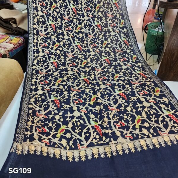 Shikargah Pashmina Half Shawl Stole Qalamkar - Image 2
