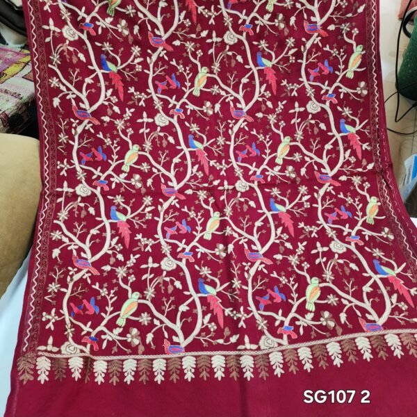 Shikargah Pashmina Half Shawl Stole Qalamkar - Image 2