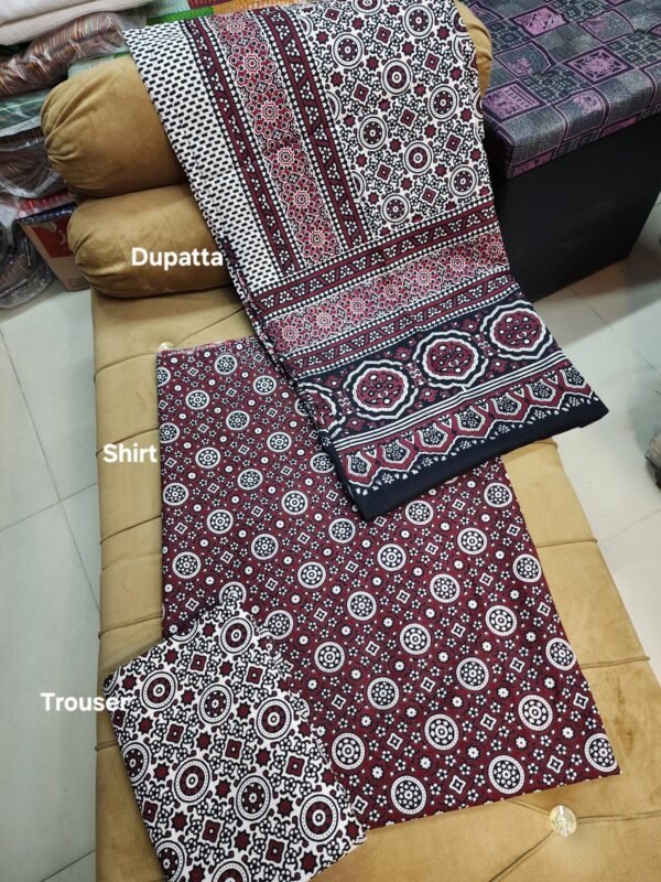 Ajrak Cotton 3 Piece Unstitched Suit 25% OFF