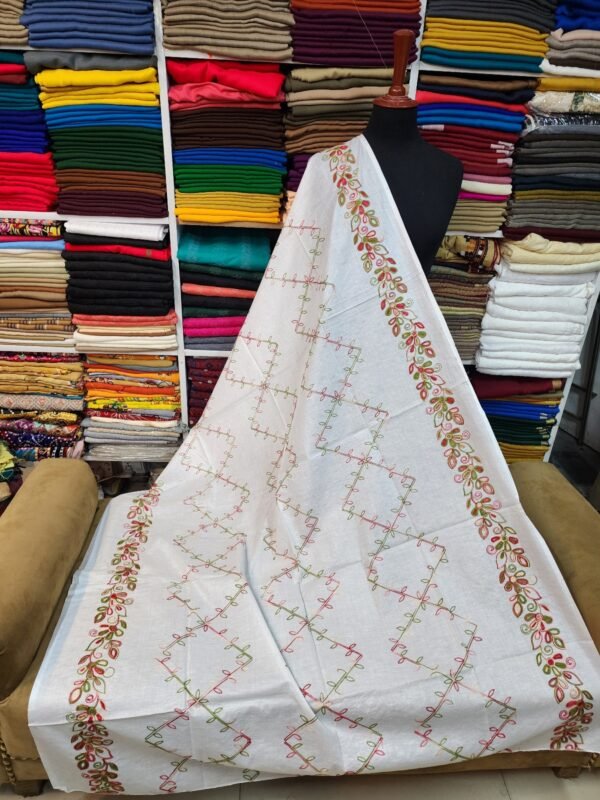 White Pure Lawn Embroidered Dupatta - Image 3