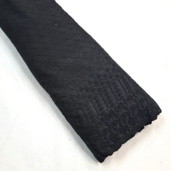 Black Chikankari Border Trouser Fabric