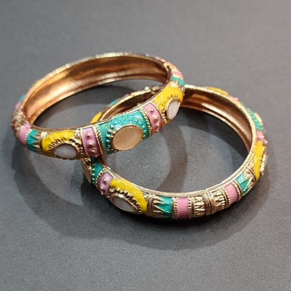 Pair Of Golden Metal Multi Karra Bangles