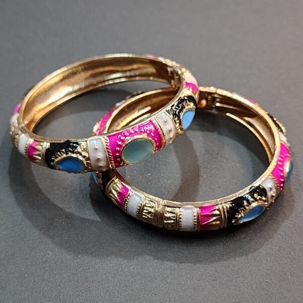 Pair Of Golden Metal Multi Karra Bangles