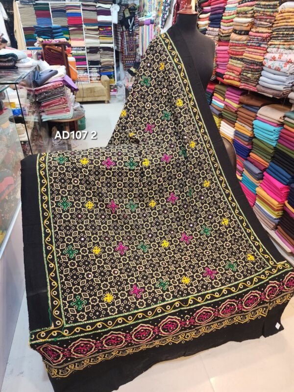 Ajrak Cotton Handmade Dupatta Embroidered