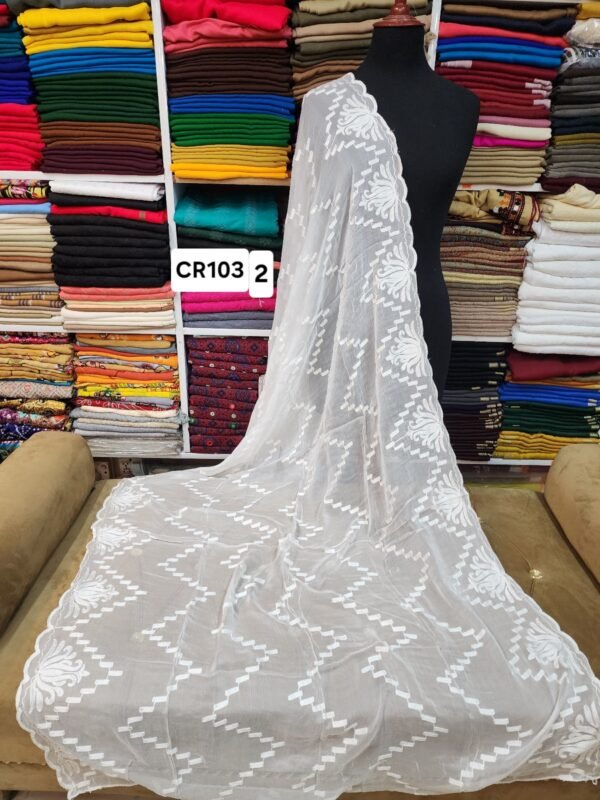 Crinkle Chiffon Embroidered Dupatta - Image 2