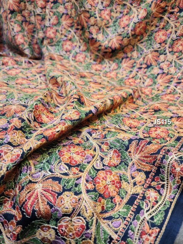 Pashmina Shawl | Full Kashmiri Embroidery Papermache Jama Jaal - Image 4