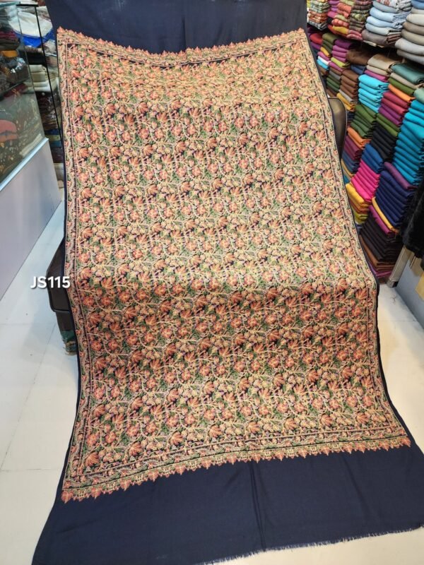 Pashmina Shawl | Full Kashmiri Embroidery Papermache Jama Jaal - Image 2