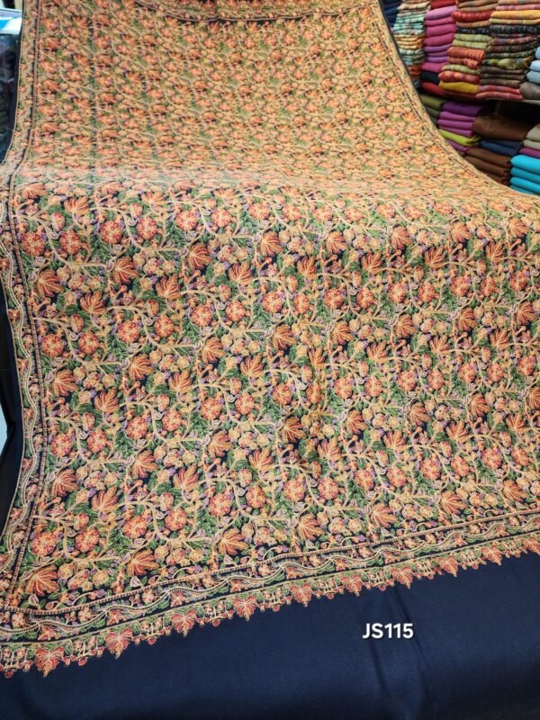 Pashmina Shawl | Full Kashmiri Embroidery Papermache Jama Jaal - Image 5