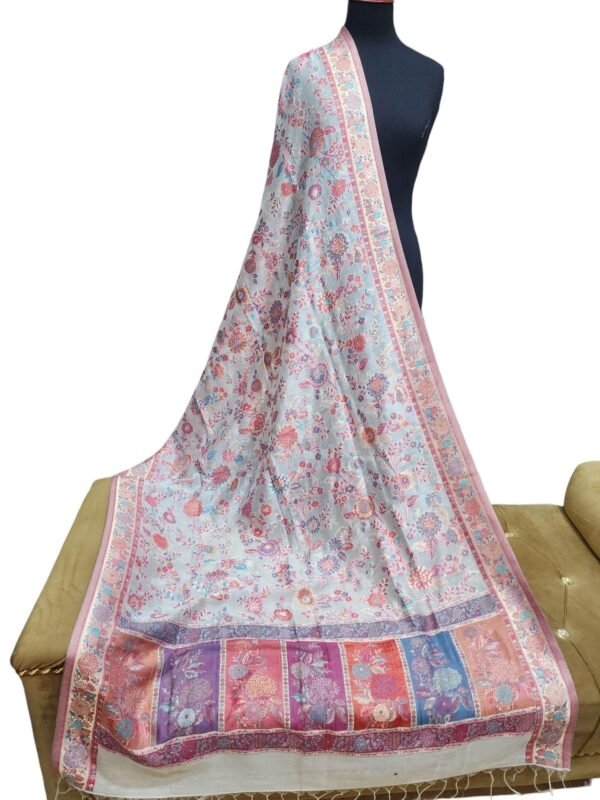 Floral Design Kani Silk Shawl, Wedding Wrap Perfect Gift - Image 2