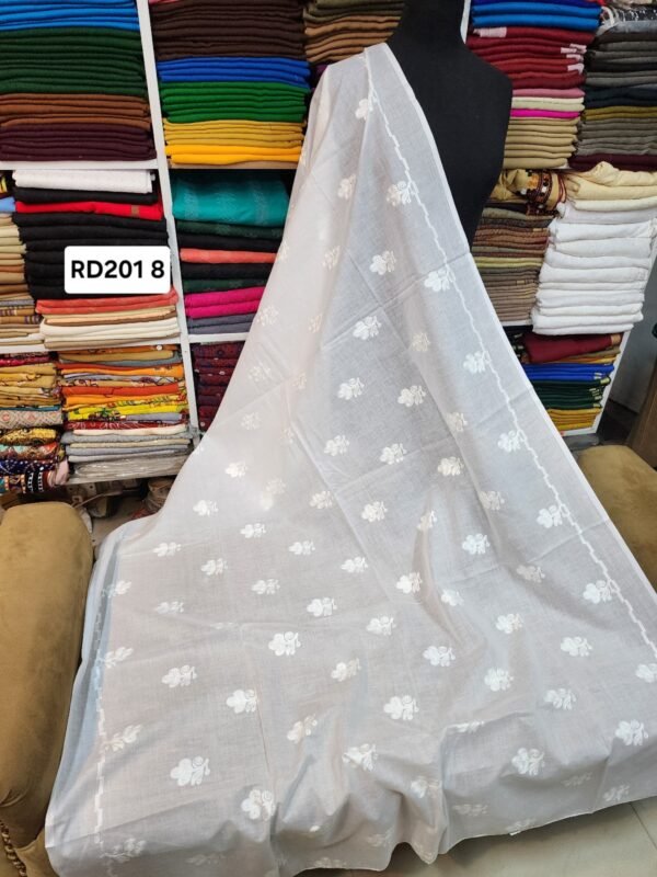 White Pure Lawn Embroidered Dupatta - Image 2