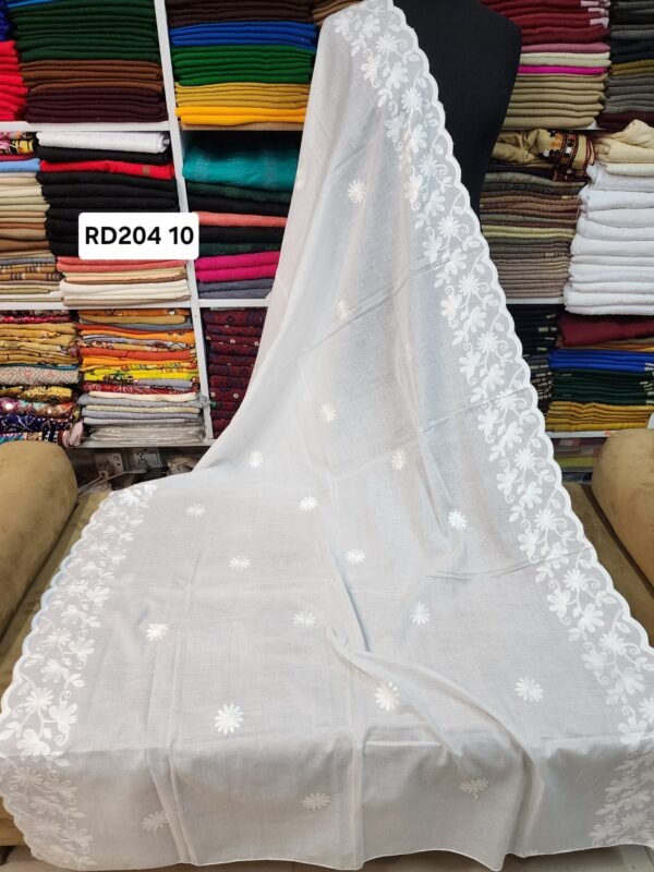 White Pure Lawn Embroidered Dupatta - Image 2